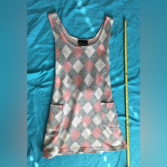 anxiety Dresses & Skirts - 90’s Anxiety pink/grey/white plaid sleeveless dress